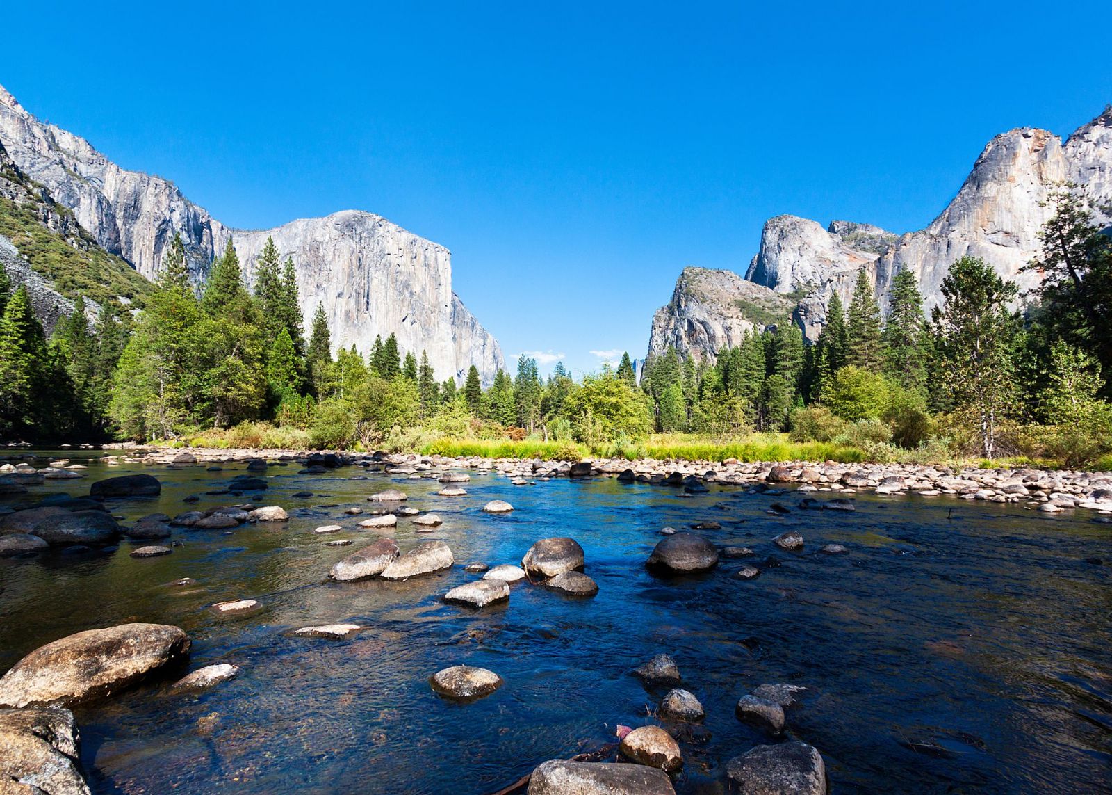 rio de pedras no meio de floresta e montanhas